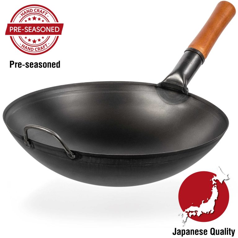 Yosukata 14-inch (36cm) Pre-Seasoned Black Carbon Steel Wok with Round Bottom – UK