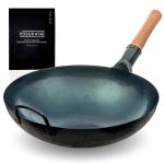 Small Yosukata Blue Carbon Steel Wok 14-inch (36cm)+Spatula, Ladle and Skimmer Set