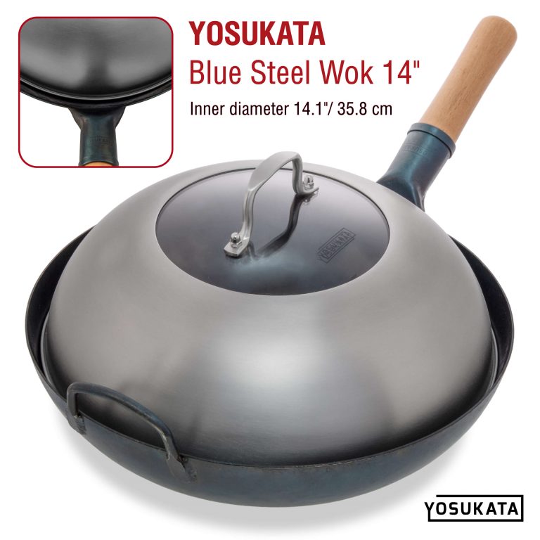 Yosukata 13,6-inch Stainless Steel Wok Lid with Tempered Glass Insert – UK