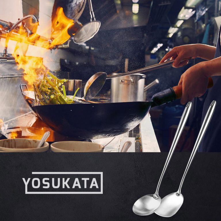 Yosukata 17-inch (43cm) Stainless Steel Wok Spatula & Ladle Set – UK