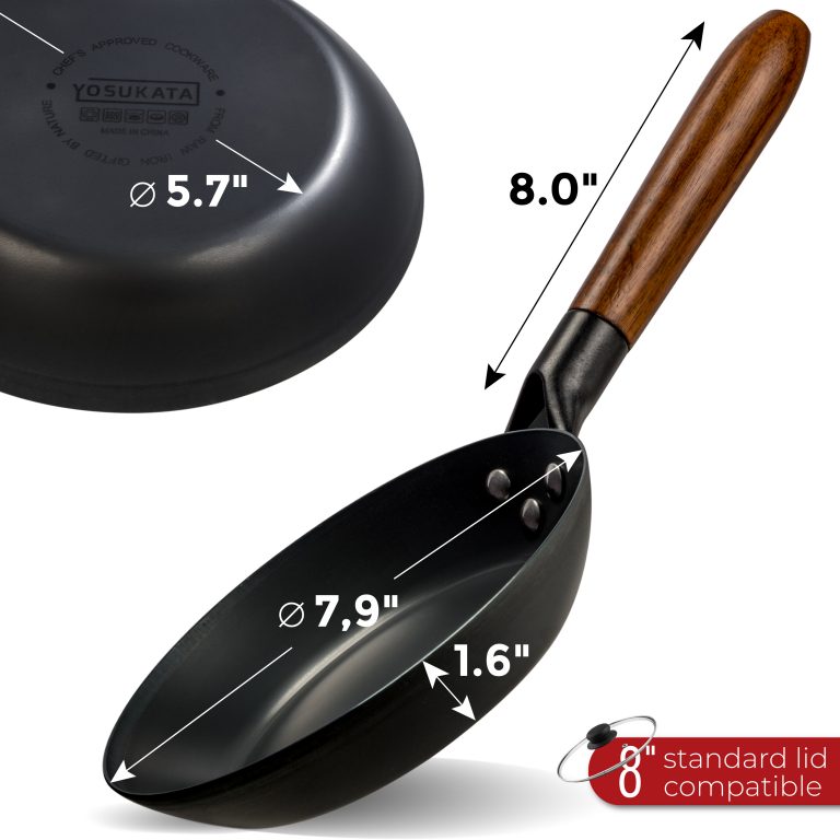 Yosukata Skillet Pan 20 cm (7,9-inch, Black Carbon Steel, Pre-Seasoned)