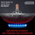 Small Yosukata 14-inch (36cm) Not Seasoned Blue Carbon Steel Wok with Round Bottom – UK