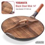 Small Yosukata 14-inch Wooden Wok Lid with Carbonized Finish