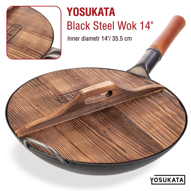 Yosukata 14-inch Wooden Wok Lid with Carbonized Finish