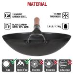 Small Yosukata Black Carbon Steel Wok 14-inch (36cm)+Spatula and Ladle Set