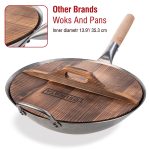 Small Yosukata 13,5-inch (34,5 cm) Wooden Wok Lid with Carbonized Finish
