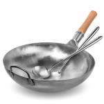 Small Yosukata Silver Wok Pan 14-inch (36сm)+Spatula and Ladle Set