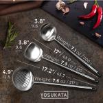 Small Yosukata Utensils Wok Set (17-inch Spatula & Ladle & Skimer Stainless Steel)